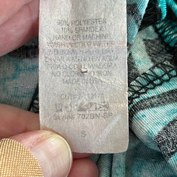 Jostar Aqua Black Aztec Tribal Pullover Short Sleeve Midi T-Shirt Dress Small - Picture 12 of 15